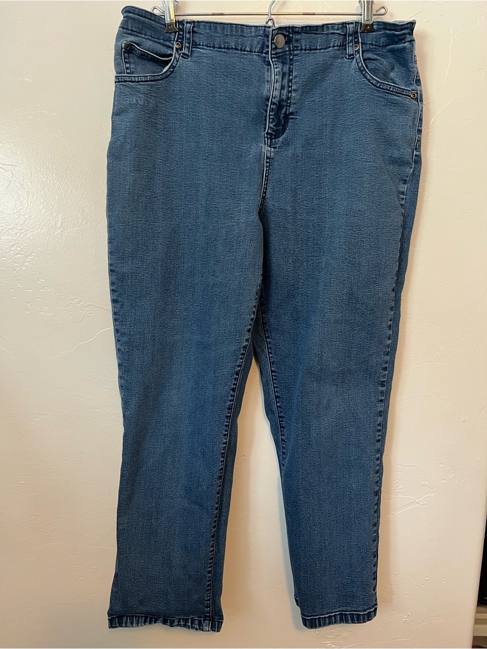 Appleseed's Classic Straight-Leg Jeans — Medium Blue Denim Size 16 Petite